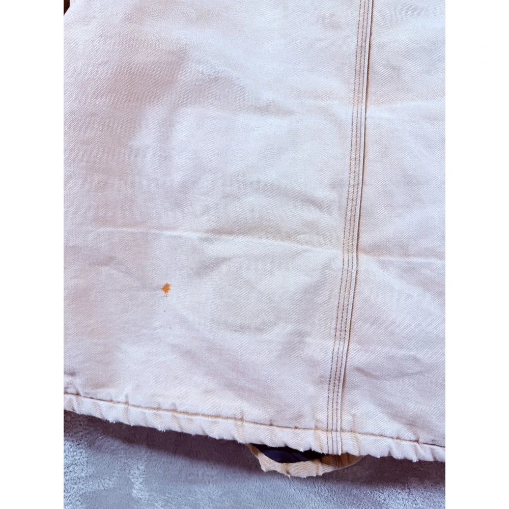 Vtg Carhartt CQ186 Tan Canvas Work Jacket Distressed Faded Duck Coat XL